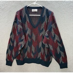 Vintage Jantzen Sweater Adult Large Multicolor Geometric Knit Old Money 90s Y2K